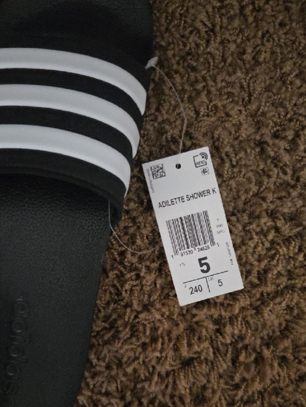 adidas Black and White Adilette Shower Slides - Picture 4 of 4